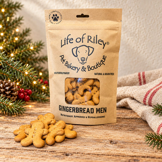 Mini gingerbread men grain-free dog biscuits from Life of Riley
