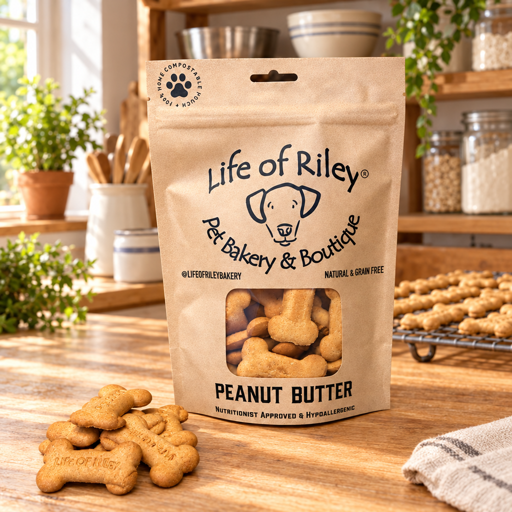 Peanut butter dog biscuit bones from Life of Riley
