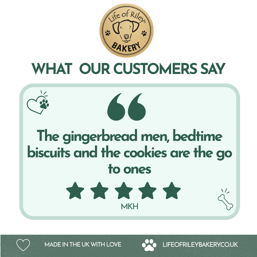 Mini gingerbread men grain-free dog biscuits from Life of Riley