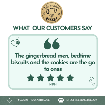 Mini gingerbread men grain-free dog biscuits from Life of Riley
