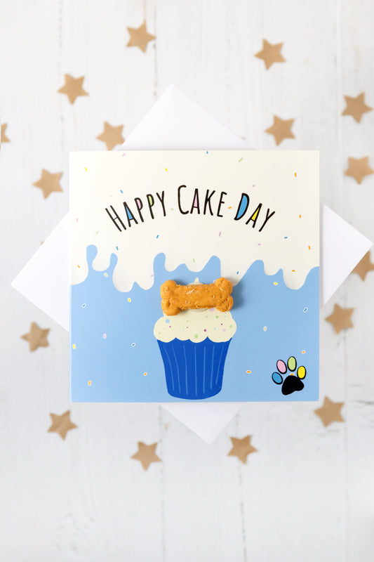 'Treatings' Card - Happy Cake Day - Blue