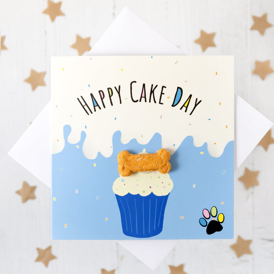 'Treatings' Card - Happy Cake Day - Blue