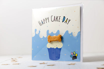 'Treatings' Card - Happy Cake Day - Blue